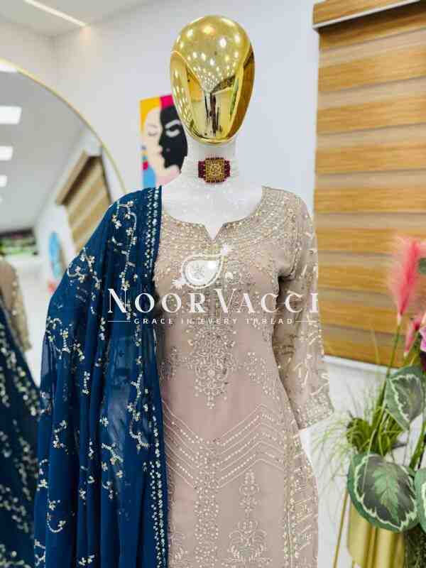 Fox Georgette Embroidered Sharara Plazo Set with Dupatta - Image 3