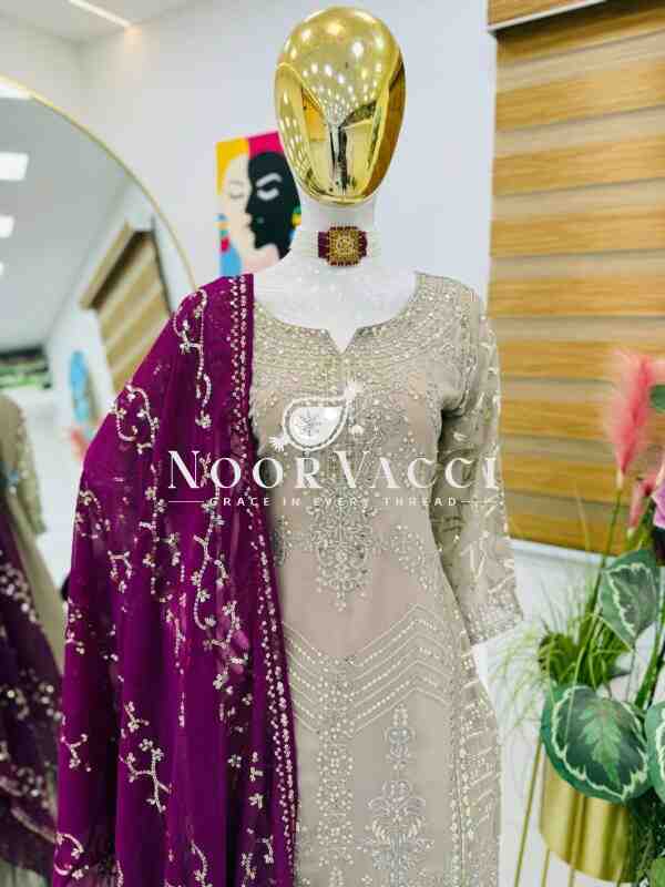 Fox Georgette Embroidered Sharara Plazo Set with Dupatta - Image 3