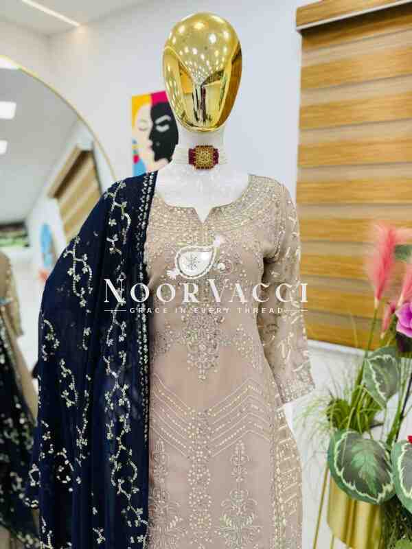 Fox Georgette Embroidered Sharara Plazo Set with Dupatta - Image 4