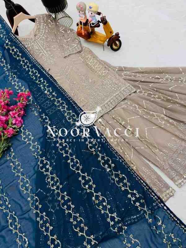 Fox Georgette Embroidered Sharara Plazo Set with Dupatta - Image 4