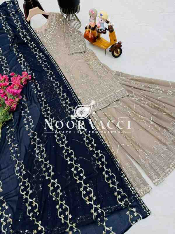 Fox Georgette Embroidered Sharara Plazo Set with Dupatta - Image 5