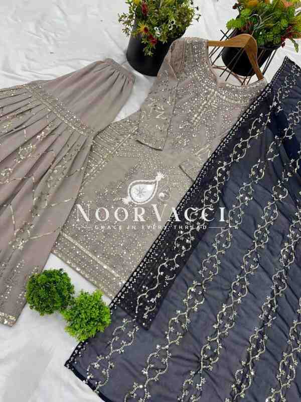 Faux Georgette Embroidered Gharara Set - Image 4