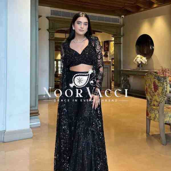 Ready to Wear Lehengha Saree with Soft Butterfly Net Choli, Plazo, and Shrug - Image 2