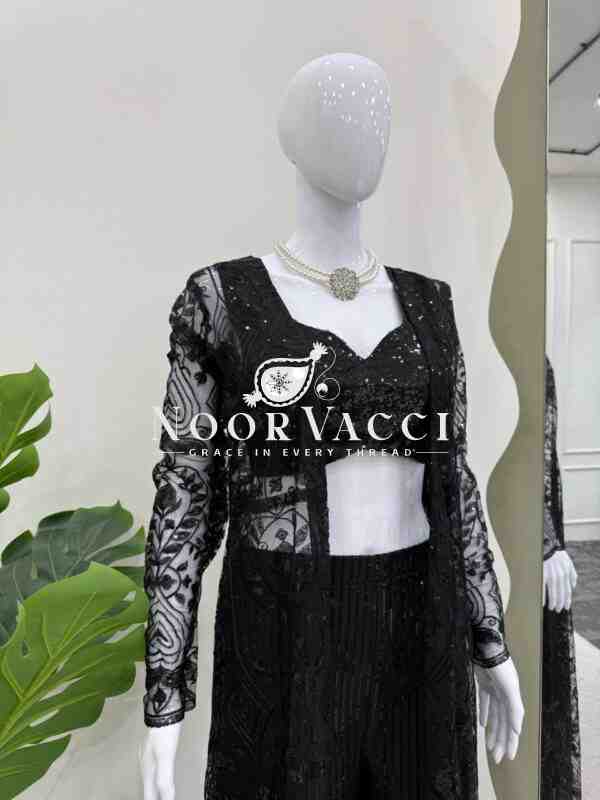 Ready to Wear Lehengha Saree with Soft Butterfly Net Choli, Plazo, and Shrug - Image 7