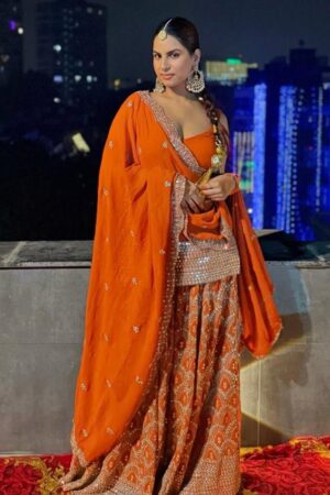 Buy Foux Gorgette Embroidered Top and Plazo Set with Dupatta