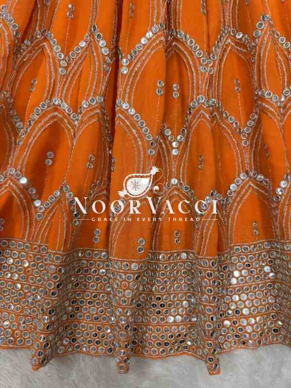 Foux Gorgette Embroidered Top and Plazo Set with Dupatta - Image 9