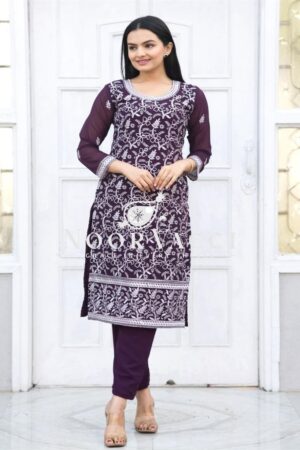 Shop Stylish Heavy Embroidered Fox Georgette Suit – No Dupatta Design
