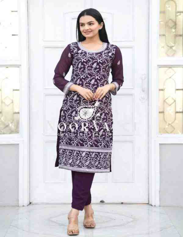 Stylish Heavy Embroidered Fox Georgette Suit – No Dupatta Design