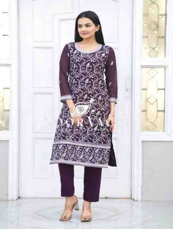 Stylish Heavy Embroidered Fox Georgette Suit – No Dupatta Design - Image 2