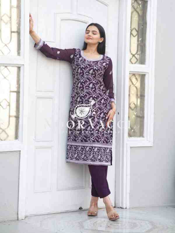 Stylish Heavy Embroidered Fox Georgette Suit – No Dupatta Design - Image 3