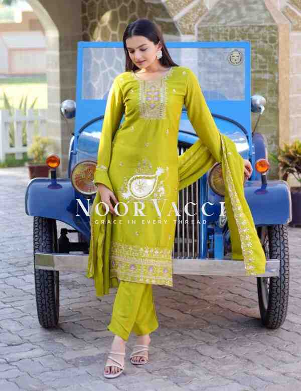 Elegant Chinon Suit with Heavy Embroidery & 5MM Sequence Work - Image 2