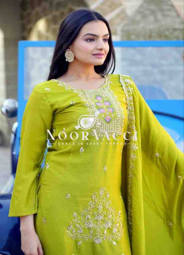 Elegant Chinon Suit with Heavy Embroidery & 5MM Sequence Work - Image 4