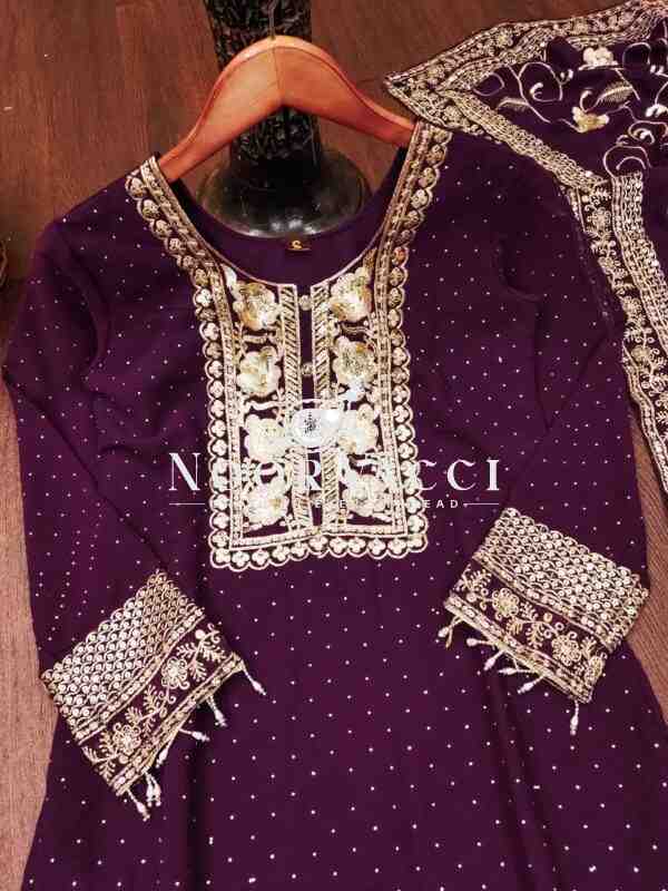 Luxe Fox Georgette Suit with Stone & Embroidery Detailing - Image 2