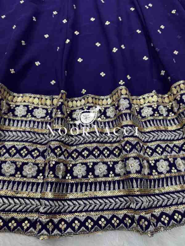 Foux Gorgette Embroidered Top with Dupatta Featuring Lace Border - Image 5
