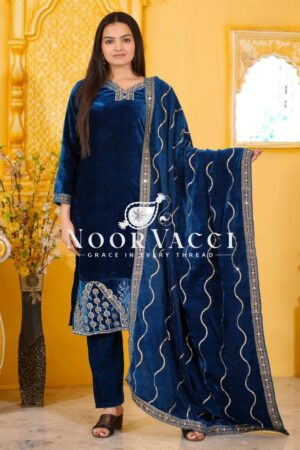 Regal Velvet Embroidered Suit