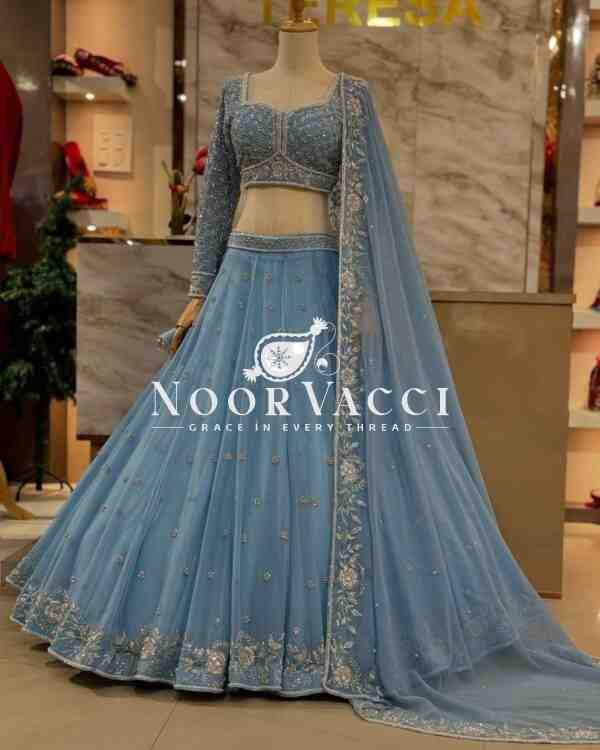 Semi-Stitched Fox Georgette Lehenga Set with Rivet Moti and Sequin Embroidery - Image 5