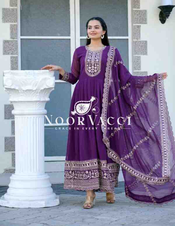 Elegant Georgette Gown with Coding Sequence Embroidery - Image 4
