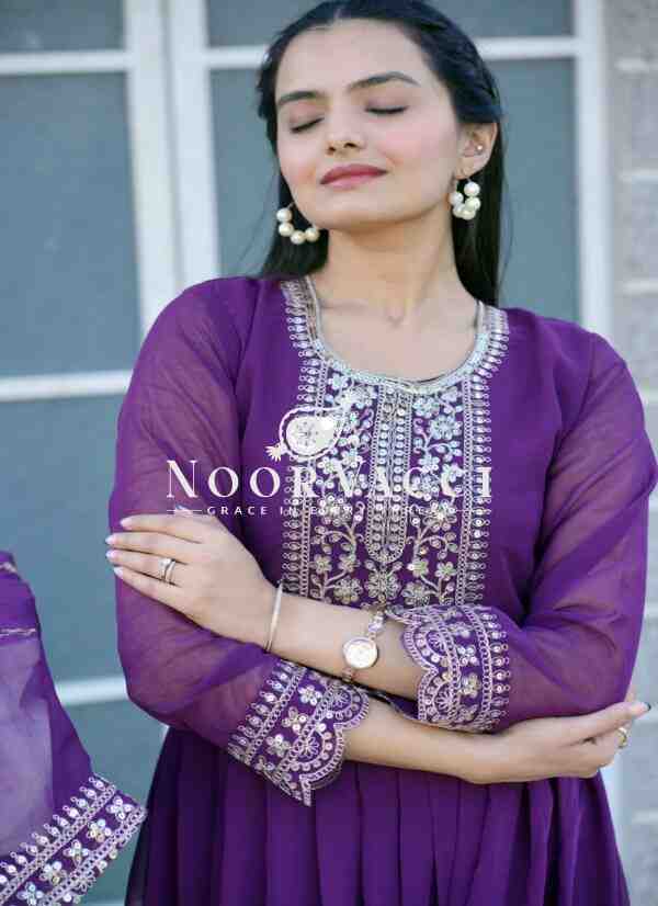 Elegant Georgette Gown with Coding Sequence Embroidery - Image 2
