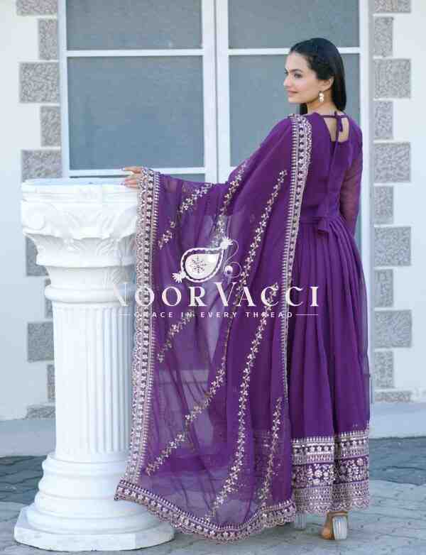 Elegant Georgette Gown with Coding Sequence Embroidery - Image 3