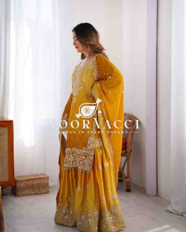Chinon Silk Plazo Set with Rivet Moti & Sequin Embroidery - Image 3