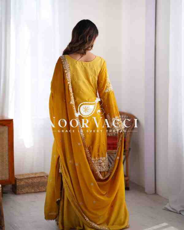 Chinon Silk Plazo Set with Rivet Moti & Sequin Embroidery - Image 7