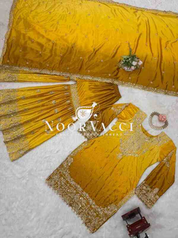 Chinon Silk Plazo Set with Rivet Moti & Sequin Embroidery - Image 9