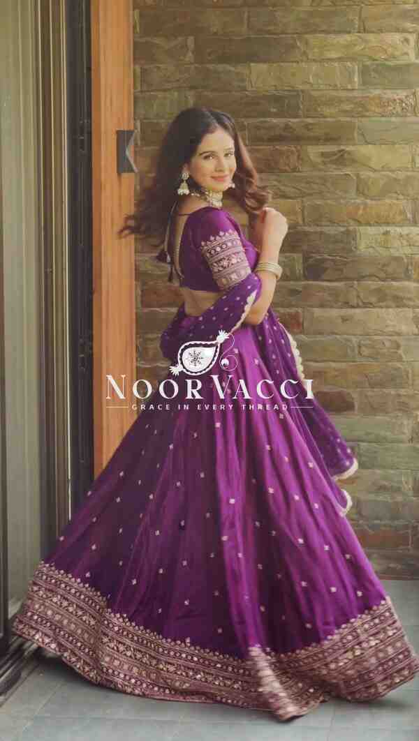 Semi-Stitched Satin Silk Lehenga Set with Sequin Embroidery and Fancy Dupatta - Image 3