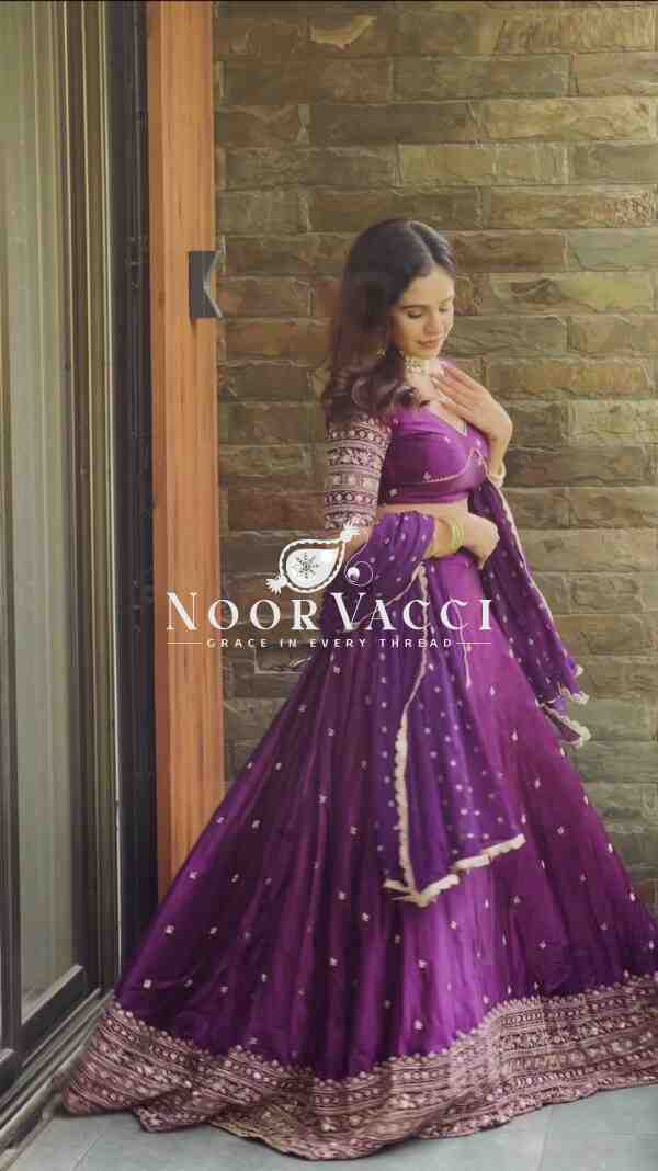 Semi-Stitched Satin Silk Lehenga Set with Sequin Embroidery and Fancy Dupatta