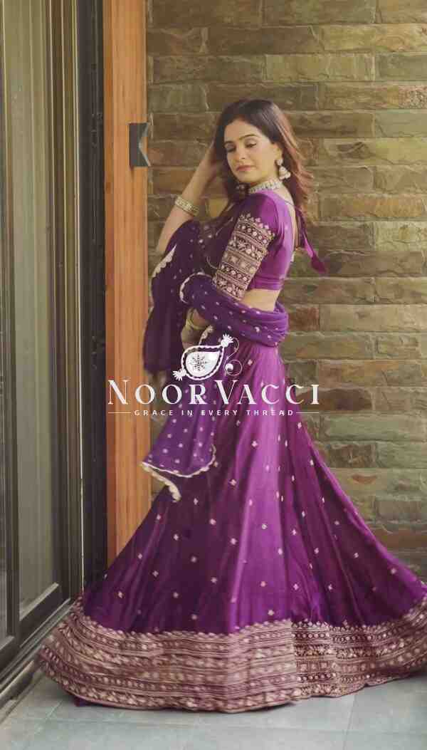 Semi-Stitched Satin Silk Lehenga Set with Sequin Embroidery and Fancy Dupatta - Image 2