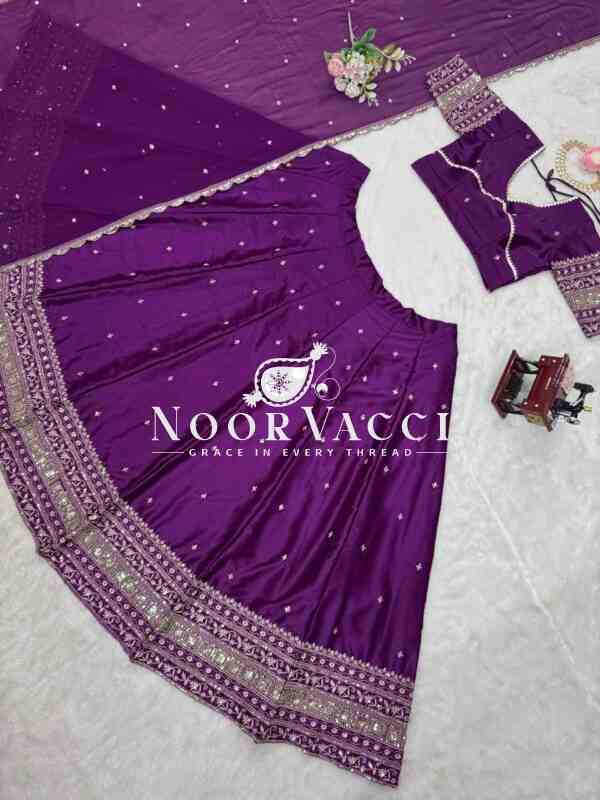 Semi-Stitched Satin Silk Lehenga Set with Sequin Embroidery and Fancy Dupatta - Image 9