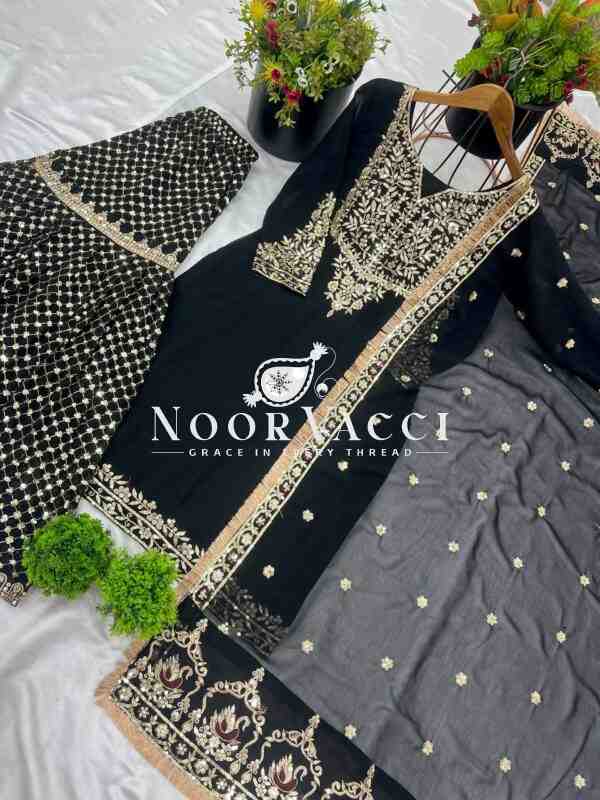 Designer Party Wear Embroidered Top-Plazzo Set with Dupatta - Image 3