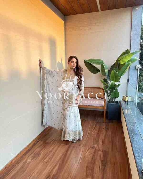 Vichitra Silk Embroidered Sharara Suit with Dupatta - Image 3