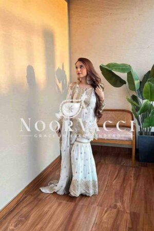 Buy Vichitra Silk Embroidered Sharara Suit with Dupatta
