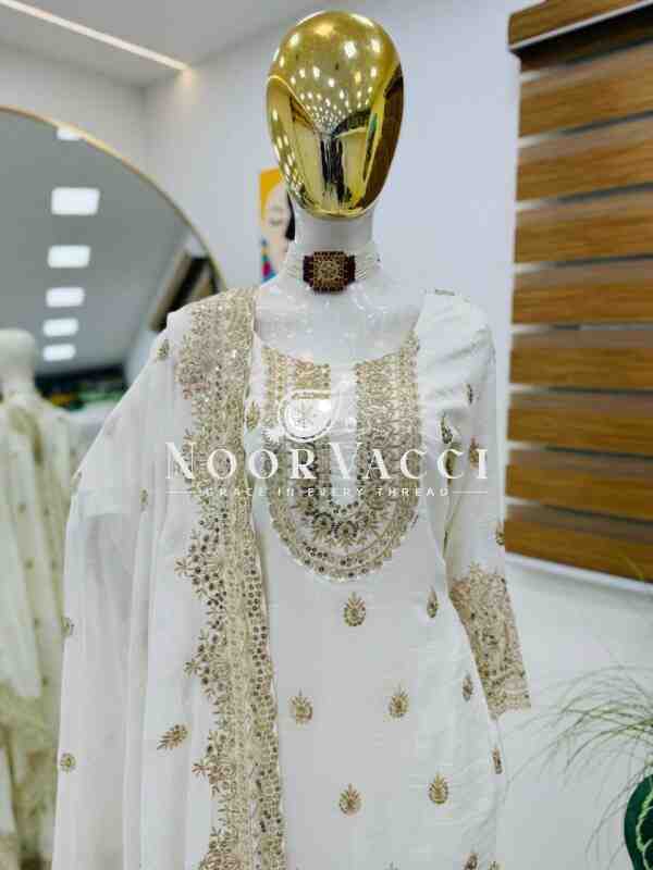 Vichitra Silk Embroidered Sharara Suit with Dupatta - Image 6