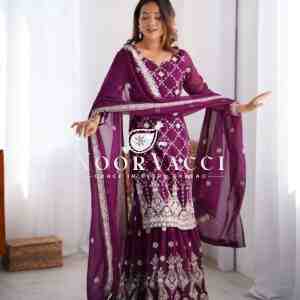 Faux Georgette Plazo Set with Full Sequin Work