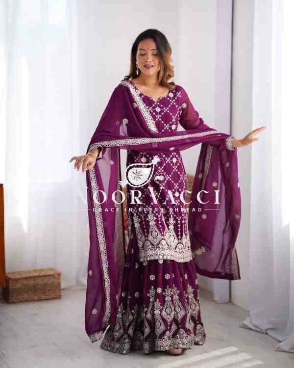 Faux Georgette Plazo Set with Full Sequin Work