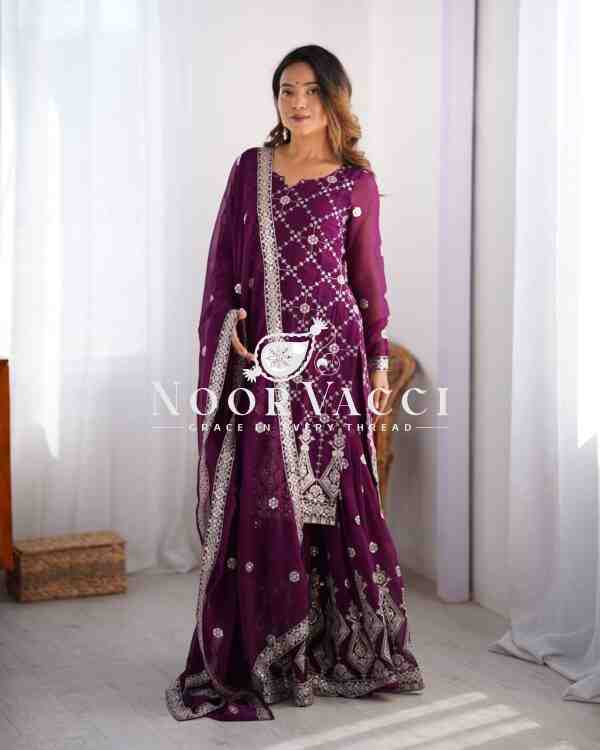 Faux Georgette Plazo Set with Full Sequin Work - Image 2