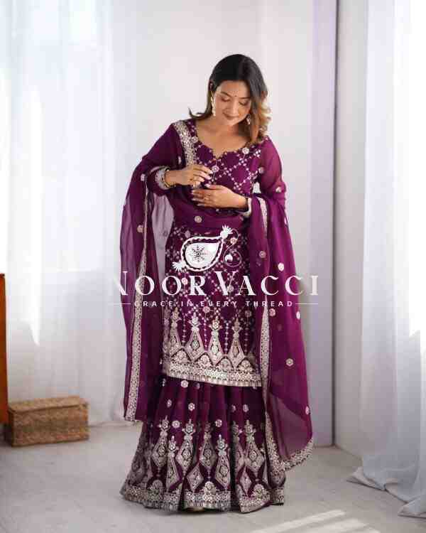 Faux Georgette Plazo Set with Full Sequin Work - Image 3