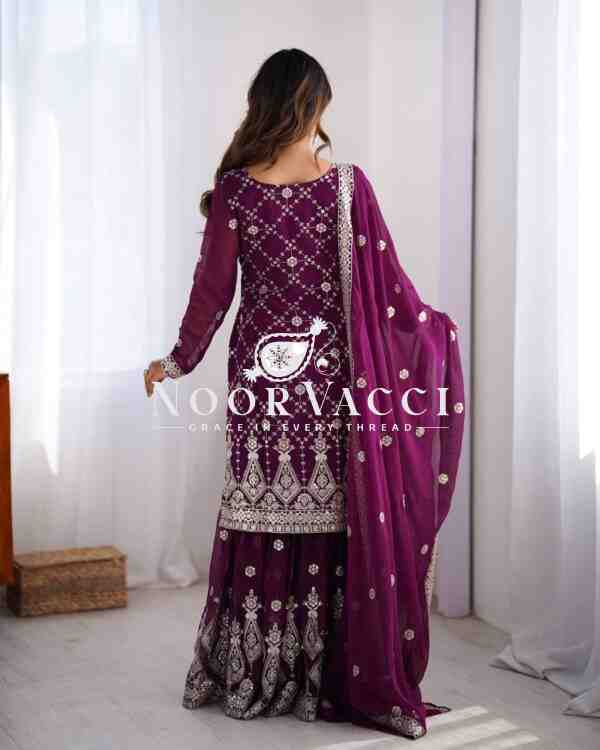 Faux Georgette Plazo Set with Full Sequin Work - Image 5