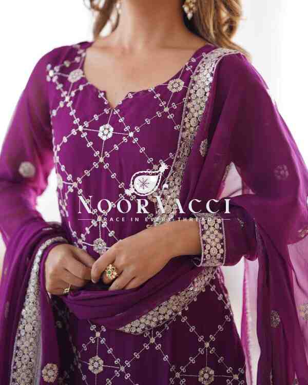 Faux Georgette Plazo Set with Full Sequin Work - Image 6