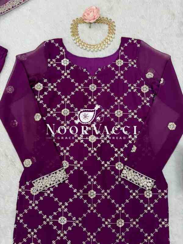 Faux Georgette Plazo Set with Full Sequin Work - Image 8