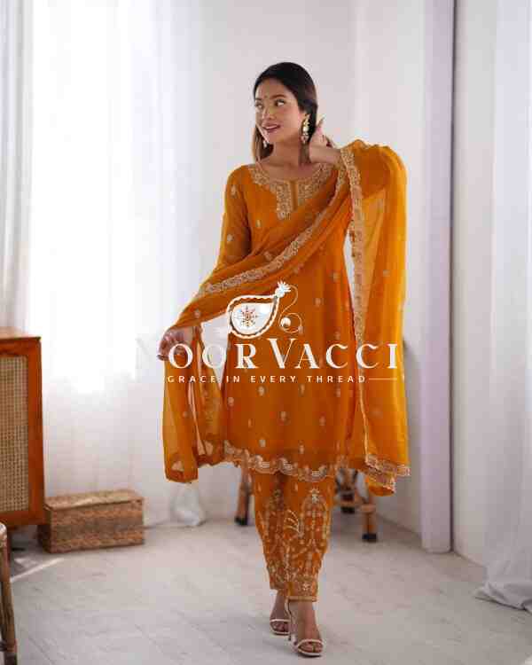 Faux Georgette Thread Work Suit Set - Image 3