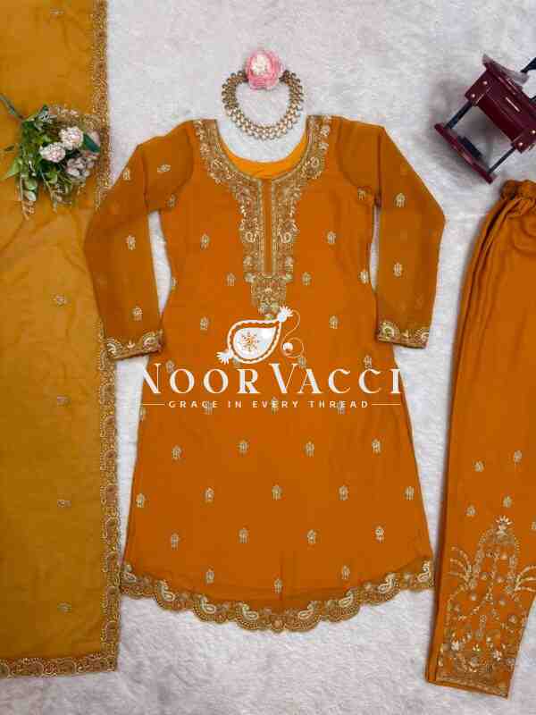 Faux Georgette Thread Work Suit Set - Image 8