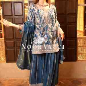 Chinon Silk Embroidered Plazzo Suit Set with Dupatta – Party & Occasion Wear