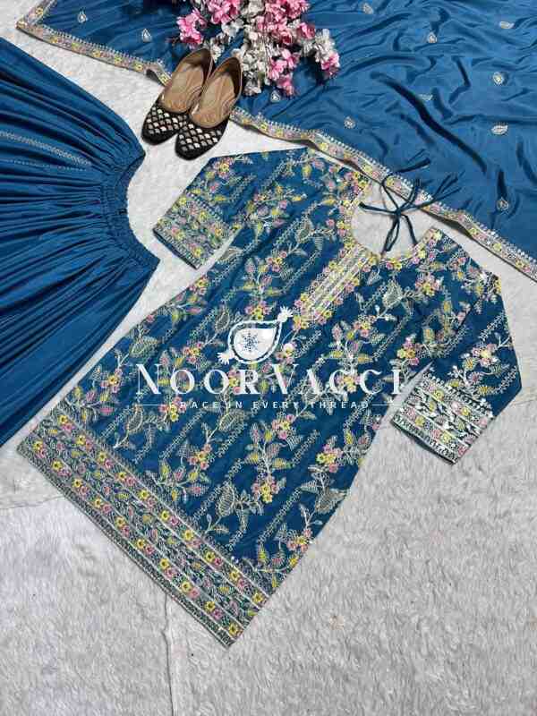 Chinon Silk Embroidered Plazzo Suit Set with Dupatta – Party & Occasion Wear - Image 6