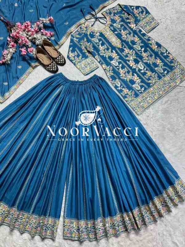 Chinon Silk Embroidered Plazzo Suit Set with Dupatta – Party & Occasion Wear - Image 5