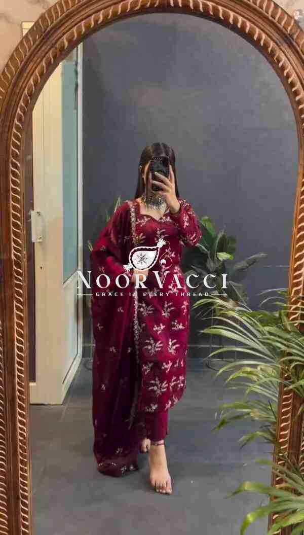 Crunchy Silk Embroidered Set with Dupatta – Premium Series Quality