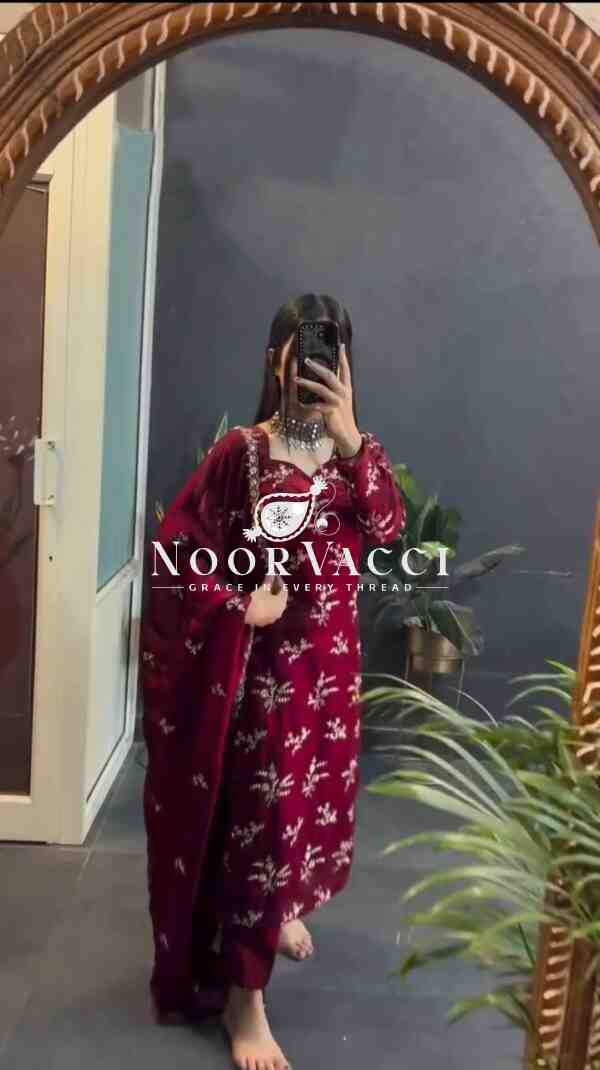 Crunchy Silk Embroidered Set with Dupatta – Premium Series Quality - Image 3