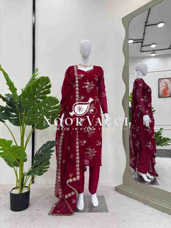 Crunchy Silk Embroidered Set with Dupatta – Premium Series Quality - Image 6