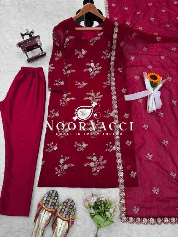 Crunchy Silk Embroidered Set with Dupatta – Premium Series Quality - Image 8